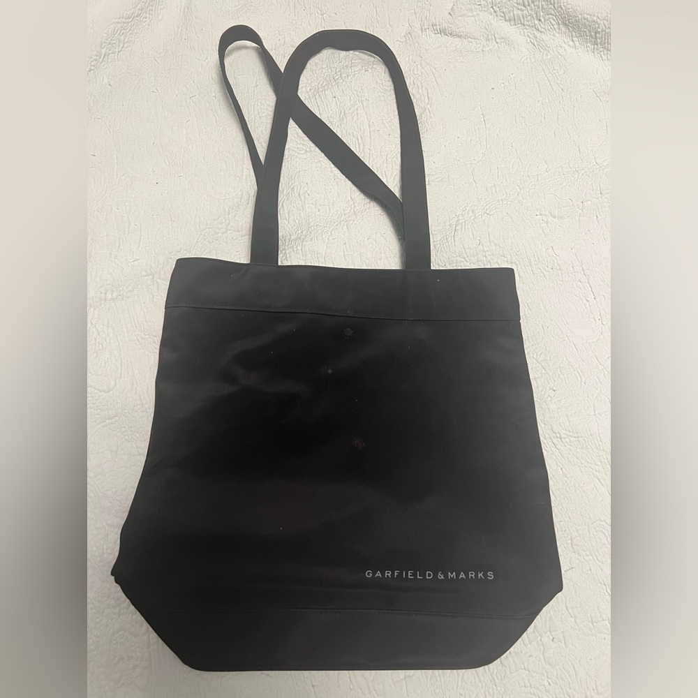 Garfield & Marks Black Tote Bag PVC Coated Classic Zip Top Everyday Shoulder Bag